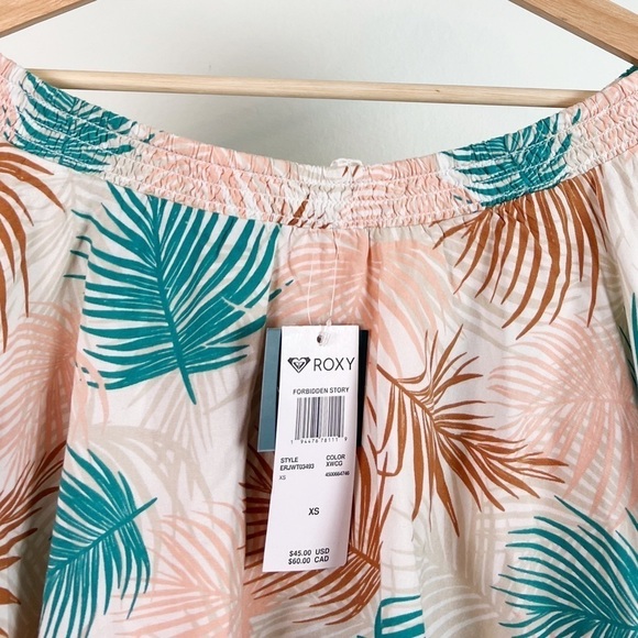 NWT Roxy Forbidden Story Tropical Floral Off the Shoulder Crop Top - Picture 6 of 8
